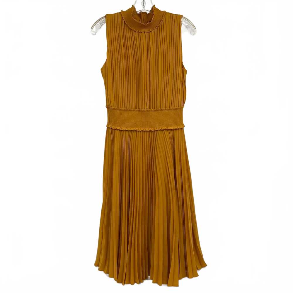 Nanette Lepore Yellow Pleated Sleeveless Midi Dress | Women’s Regular Size 10